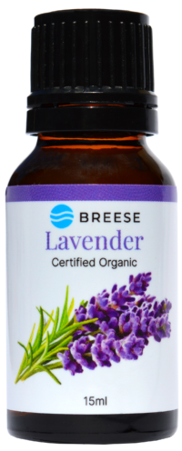 Image of Breese Essential Oils - A bottle of Breese Essential Oils brand certified organic lavender essential oil, 15ml.